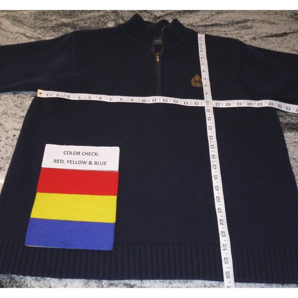 Lauren RALPH LAUREN dark blue heavier weight pull over cotton sweater Women's XL - Picture 2 of 3